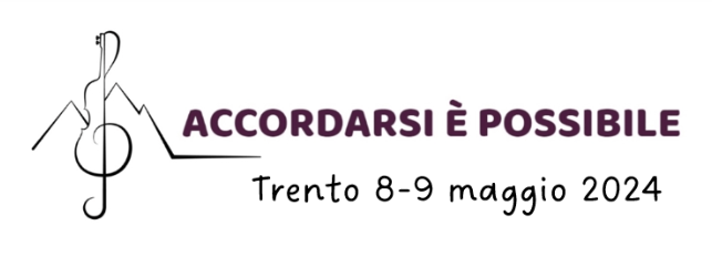 Locandina Concorso musicale "Accordarsi è possibile" Trento 8-9 maggio 2024. Immagine chiave di violino stilizzata
